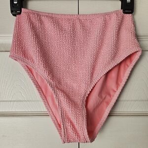 Pink Textured High-Cut Swim Bottoms
